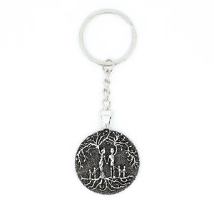 Parents & 4 Child 'Tree of Life' Pendant Keychain [Silver]
