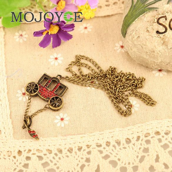 Fashion Personality Carriage Sweater Necklace Red Rhinestone Crystal Shoes  SN9