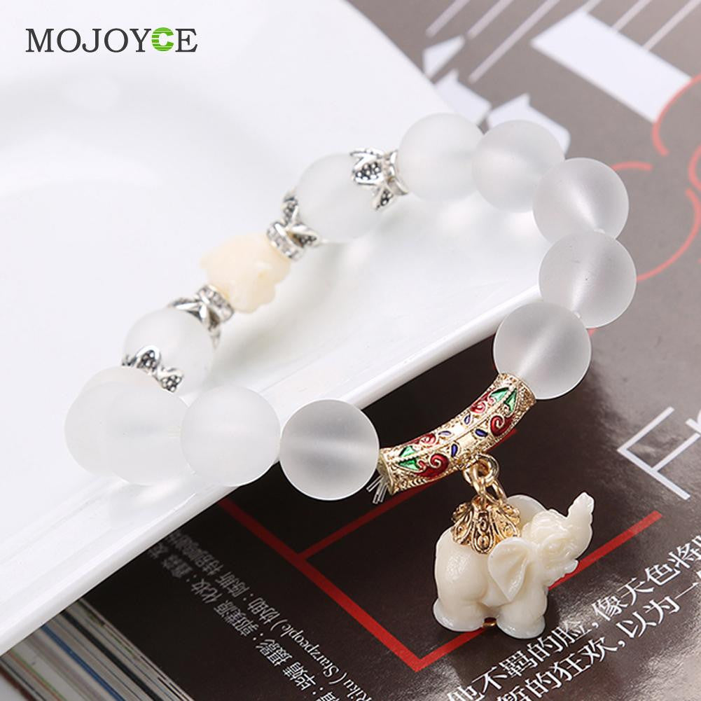 Fashion Women New Natural Matte Crystal Bracelets Sweet Elephant Beaded Bracelet Fahion Jewelry  SN9