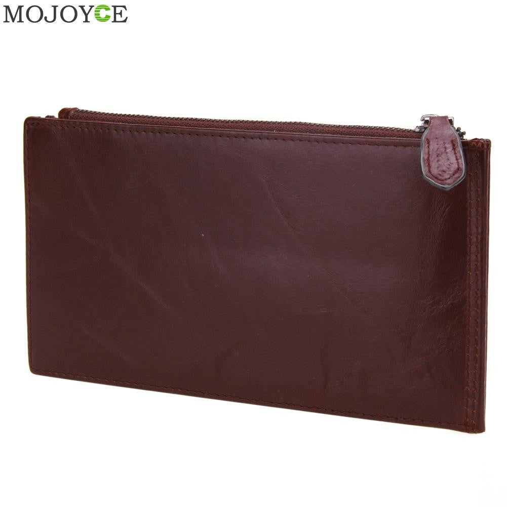 Long Zipper Cow Leather Wallet Purse Detachable Card Slots Pocket  Leather Long Slim Men's Walle