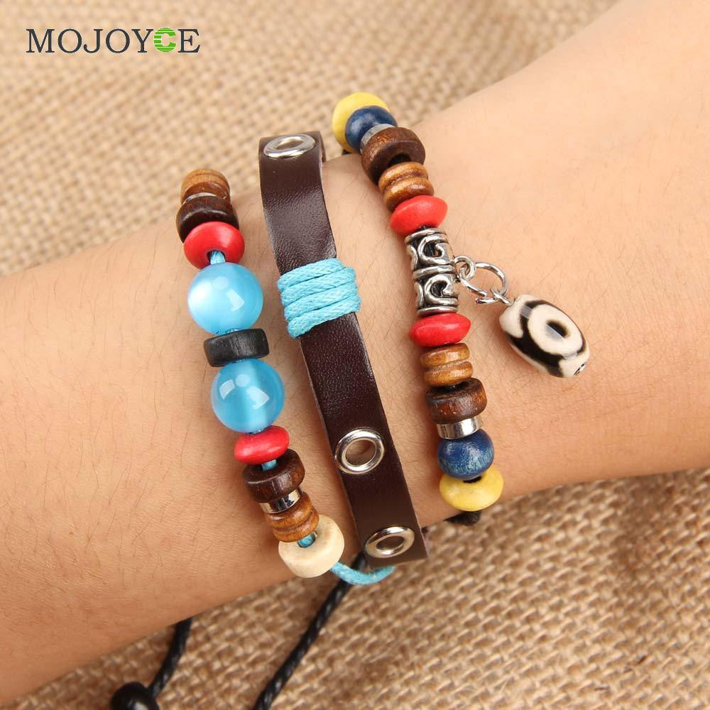 Three Eyes Beads Unisex Braid Bracelet Girl Boy String Band Bangle  SN9