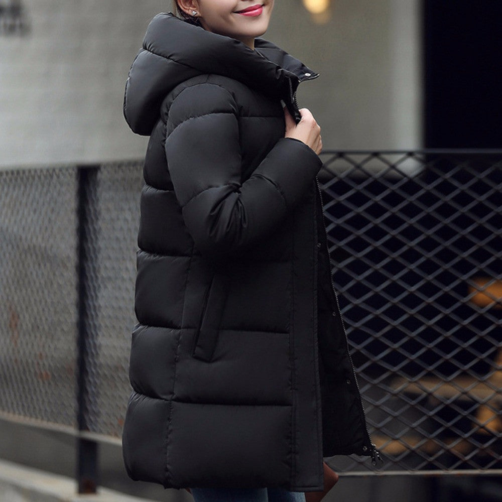 Women Warm Jacket Down Cotton Coat Faux Hooded Slim Parka Outerwear  SN9