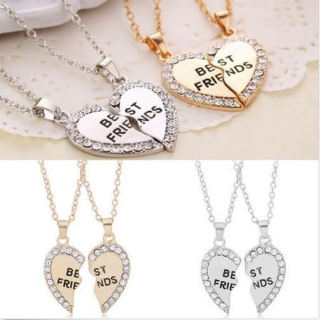 Women Gifts 2 Color Women Jewelry Charming Splice Heart Pendant Best Friend Letter Necklace