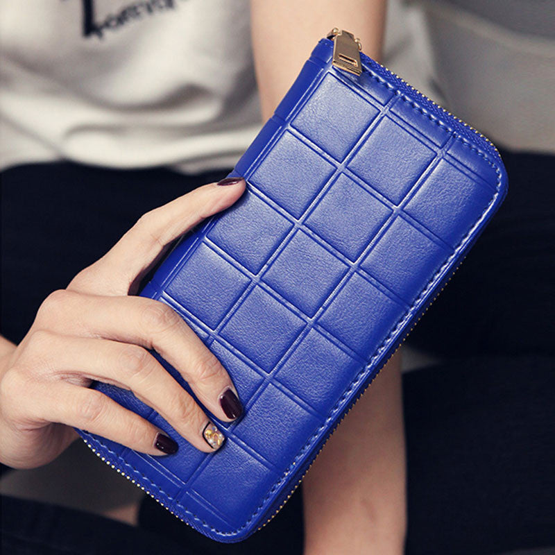 Women Quilted Long Wallet Leather Coin Purse PU Plaid Leather Purse Women Wallet With Coin Bag Clutc