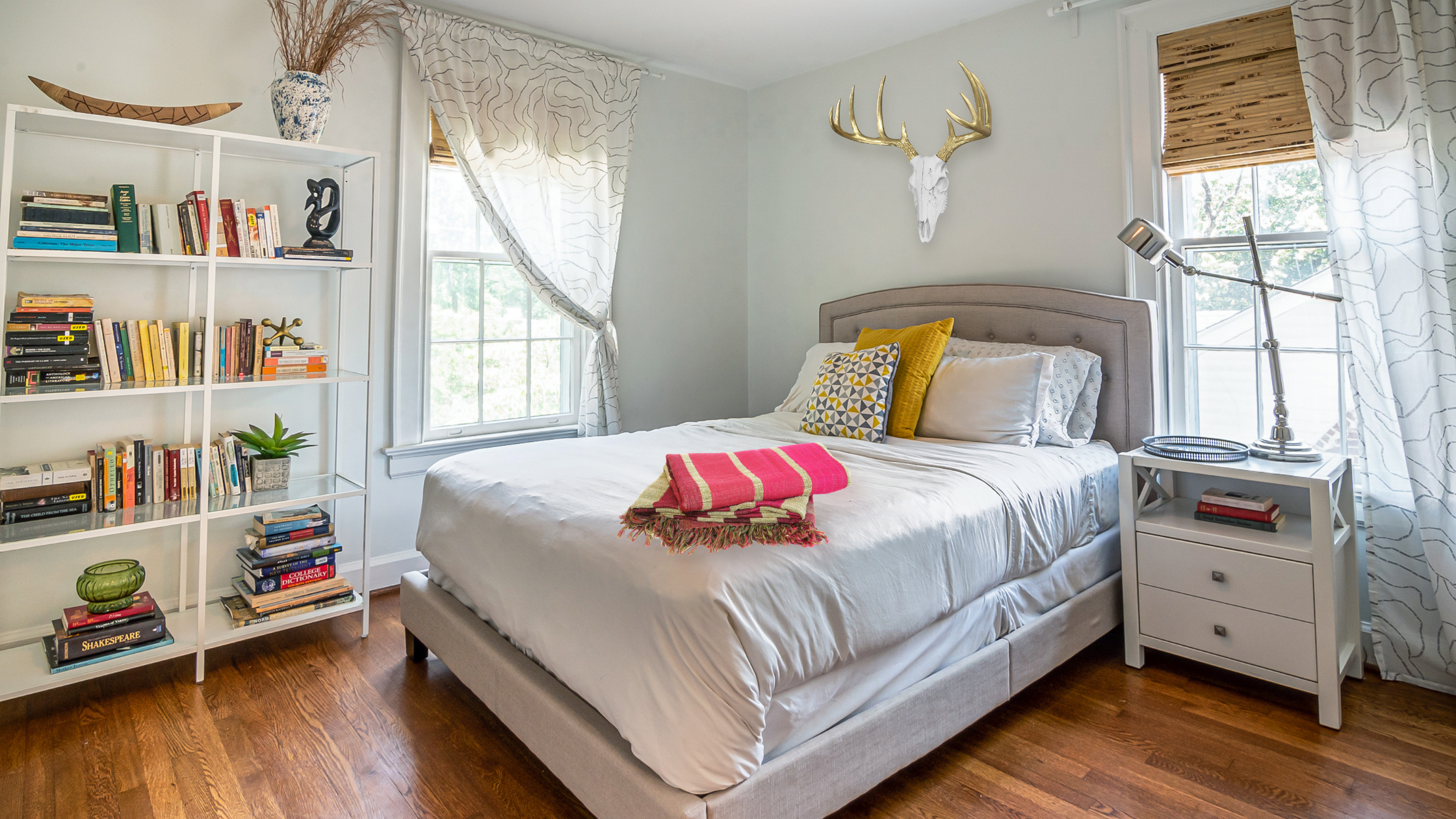 Bedroom curtains deer skull