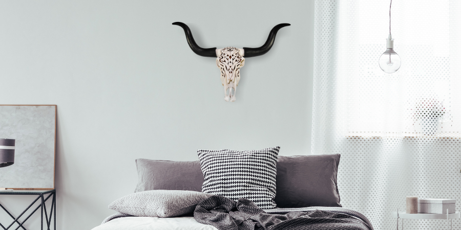 carved longhorn cow skull