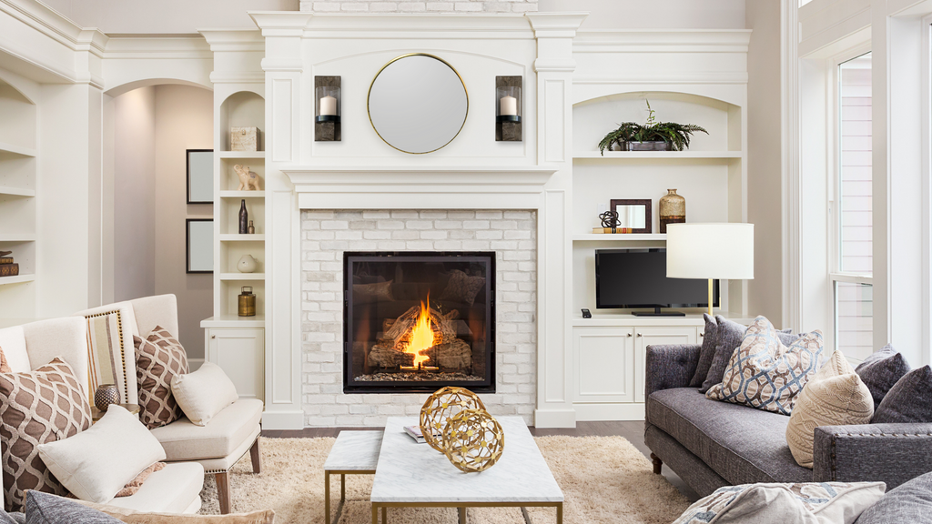 round wall mirror fireplace