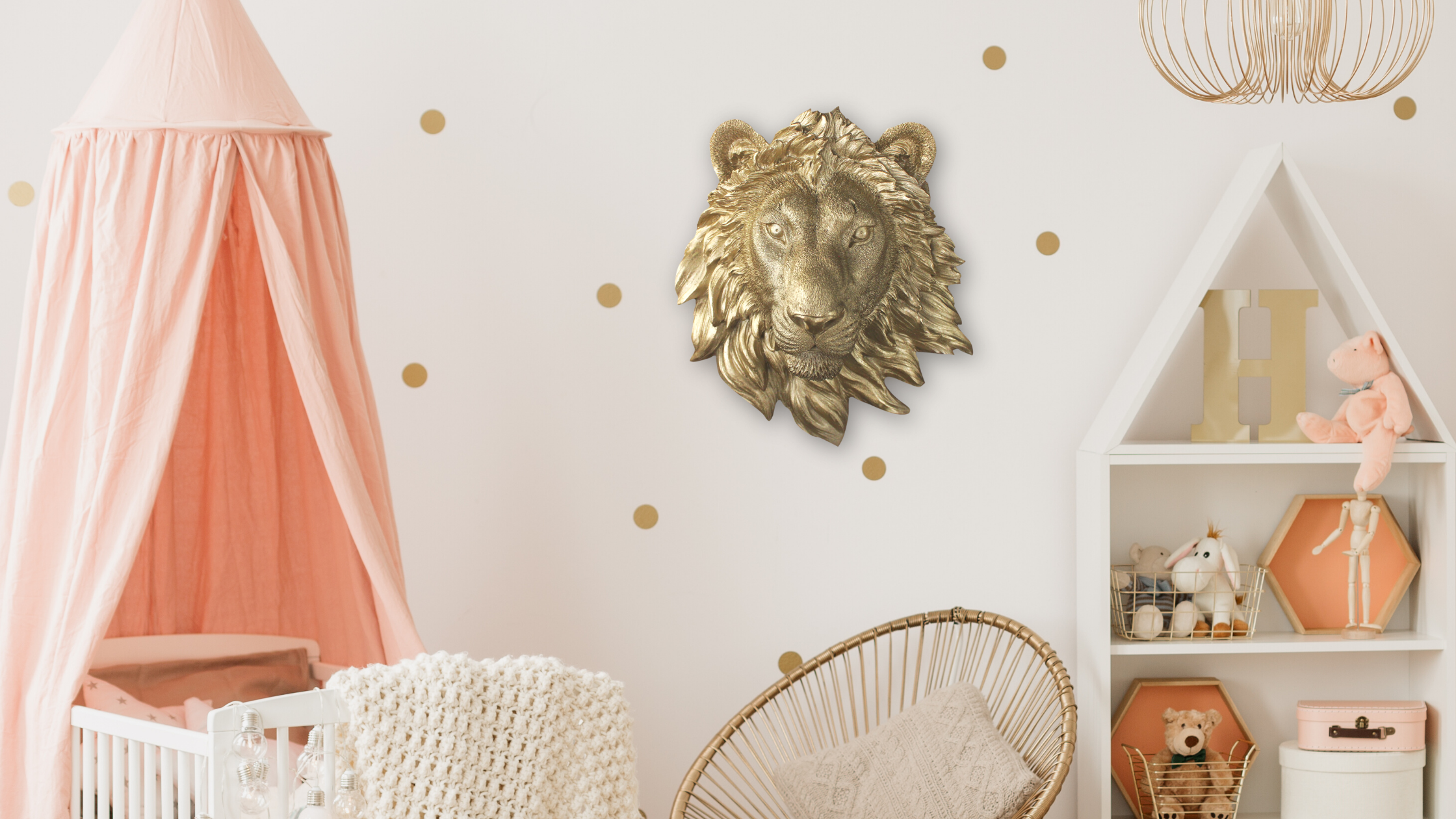 Mini gold lion head