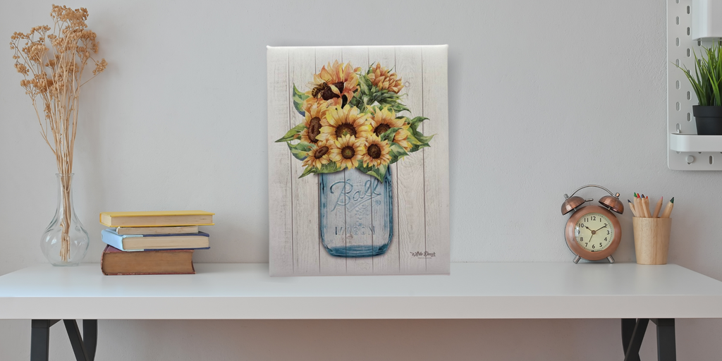 Mason Jar On Barnwood Canvas