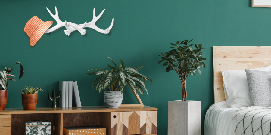 White antler hooks wall rack