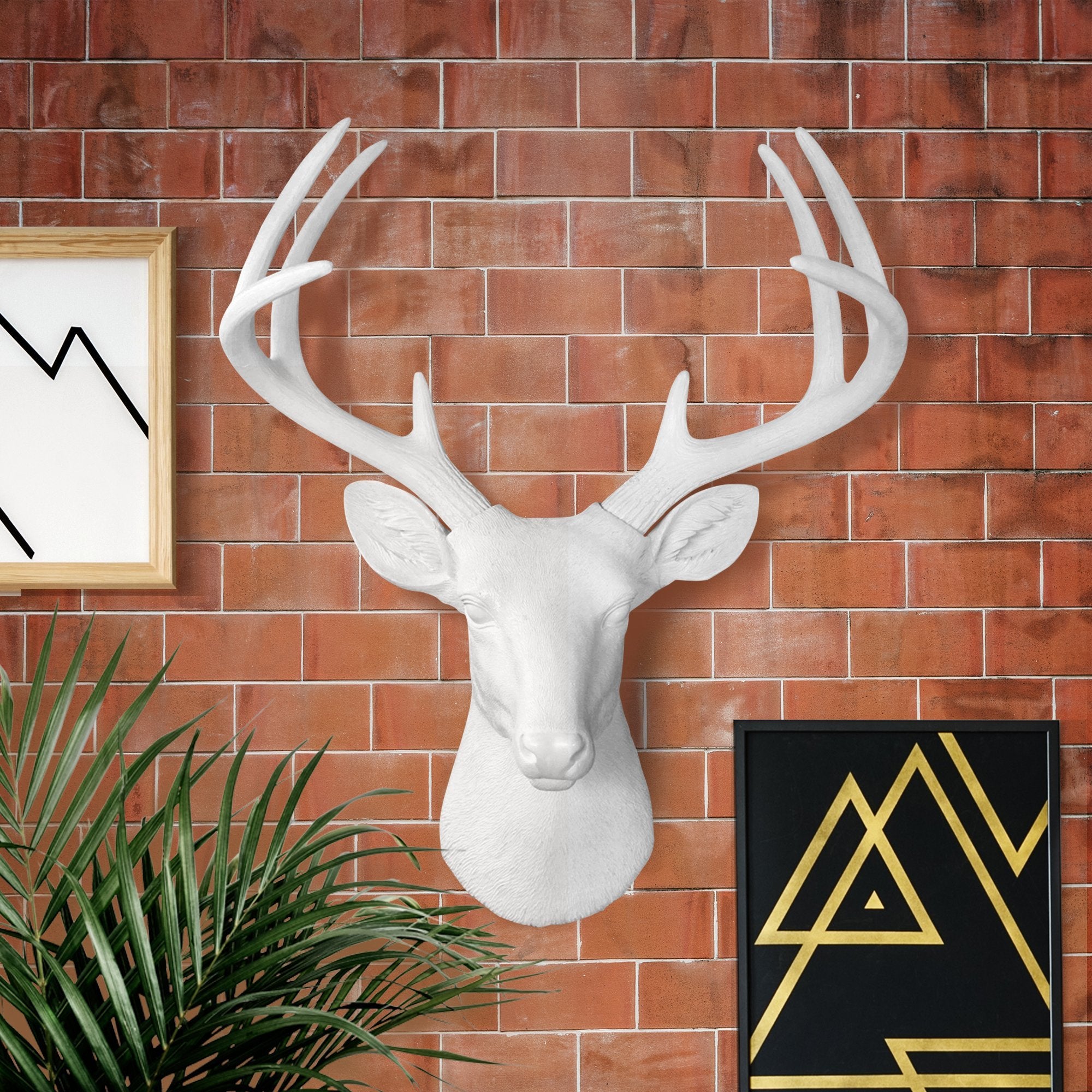 Large White Faux Deer Head | Faux Taxidermy Decor by Wall Charmers