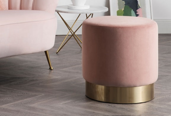 Milan Blush Velvet ottoman