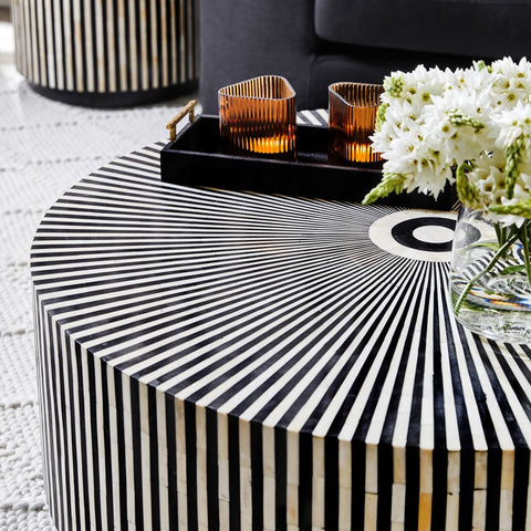 Makayla Bone Inlay Coffee table Black | Attica House designer Coffee table