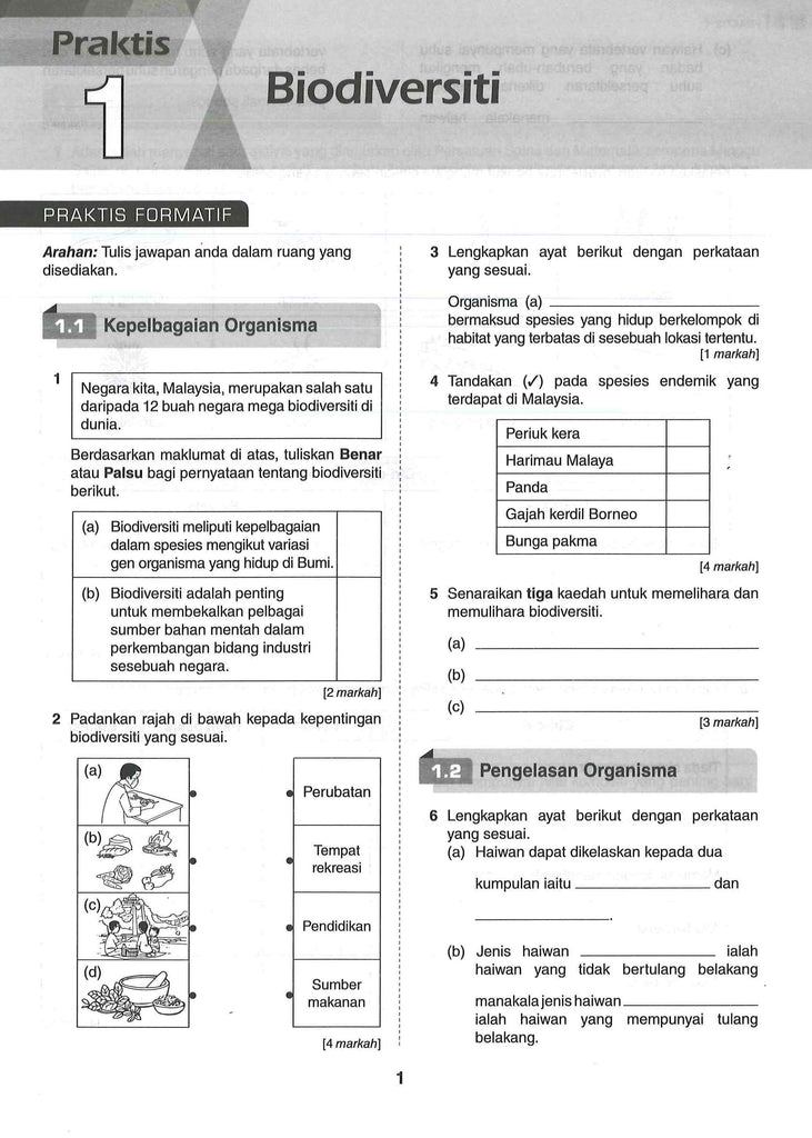 Latihan Sains Tingkatan 2 Biodiversiti Latihan Sains