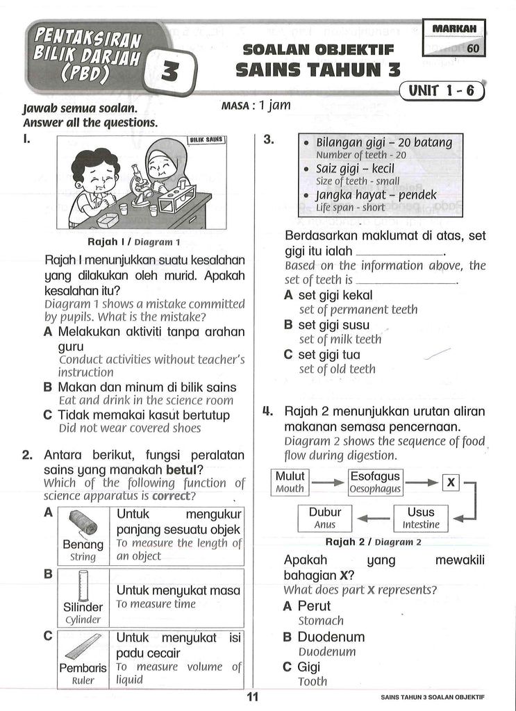 Siri Top Praktis (Sains/Science) Soalan Objektif Tahun 3 