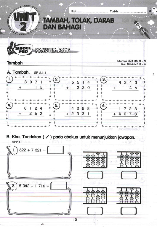 Latihan Tambah Tahun 3 / Sudut Matematik Lembaran Kerja 3 Operasi