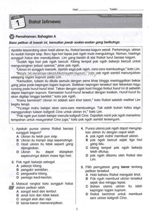 Pemahaman Bahasa Melayu Tahun 6 / Para guru dan ibu bapa yang berminat