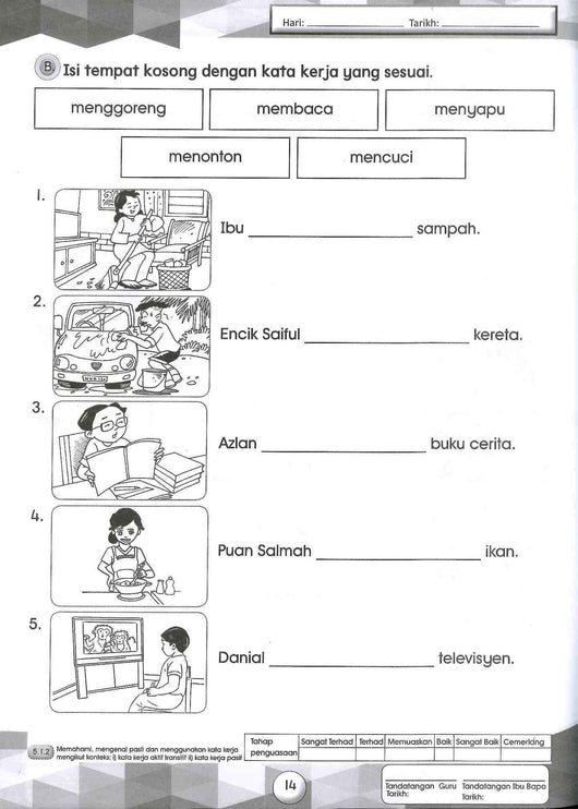 Bahasa Melayu Tahun 1 Worksheet  Standard 1 Modul Latihan Cuti Sekolah