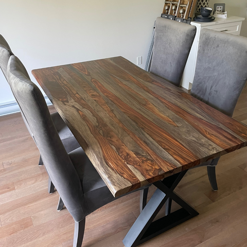 Grey Rosewood Dining table with X legs 67 inches in length