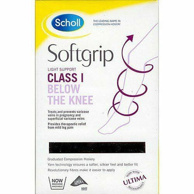 Scholl Compression Stockings CL1 Below Knee Open Toe Nat L