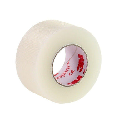 Transpore latex-free hypoallergenic adhesive tape. Dimensions: ½-in. x  30-ft./1.25 cm x 9 m