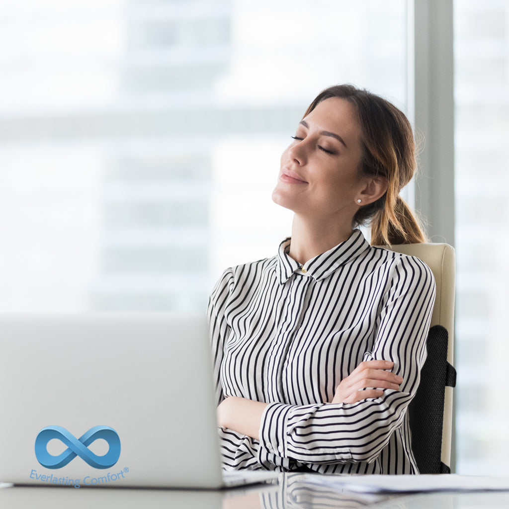 girl resting in an office chair