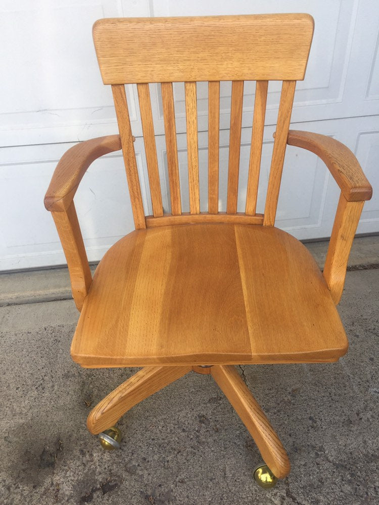 solid wood bankers chair