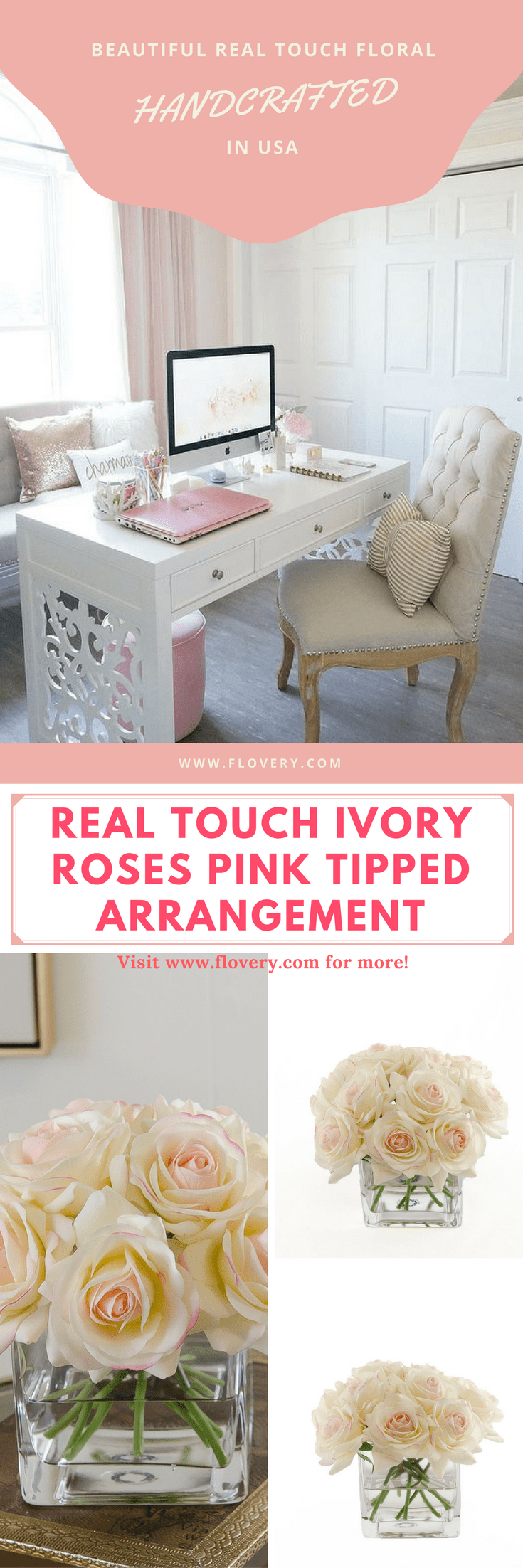 Real touch pink rose arrangement