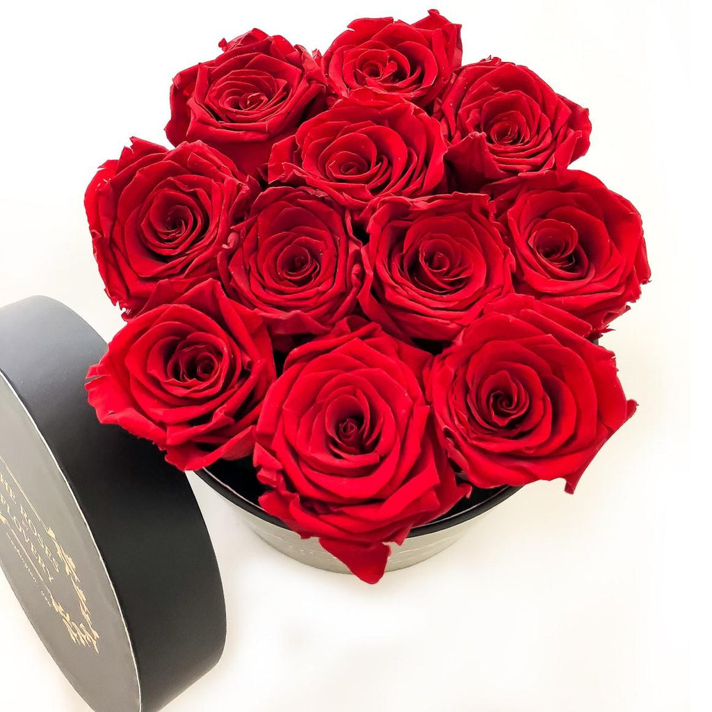 Small Signature Round Box Eternity Roses - Flovery