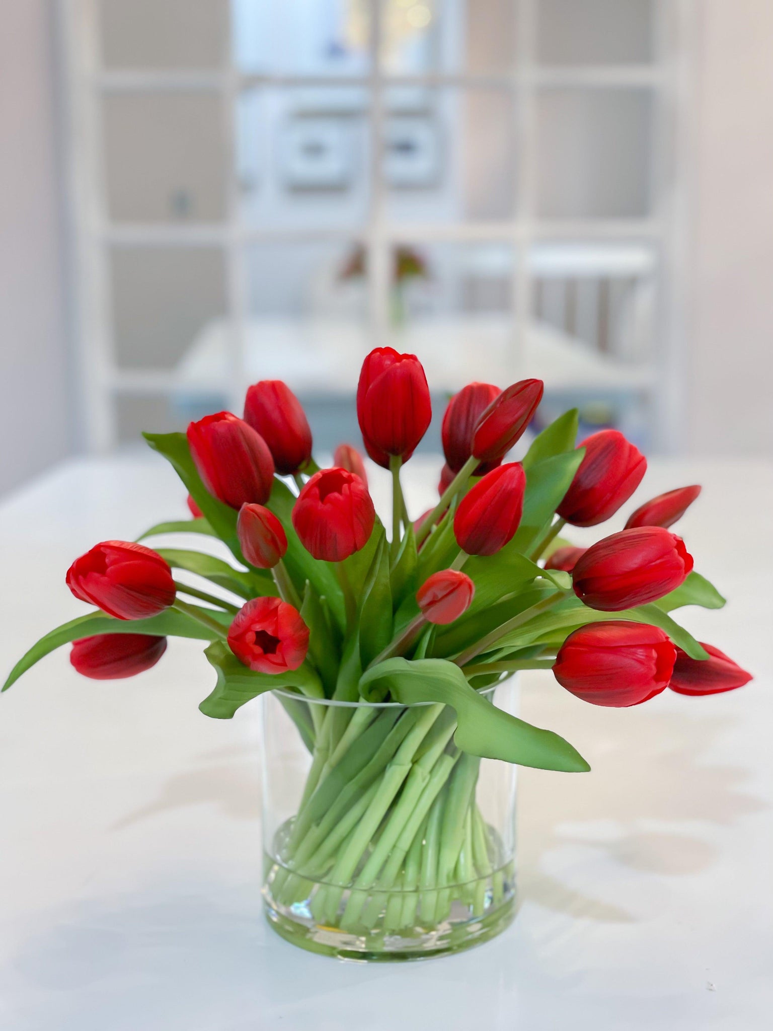 Faux Tulip Flower Arrangement Real Touch Tulips Tulip Arrangement Red Flovery 