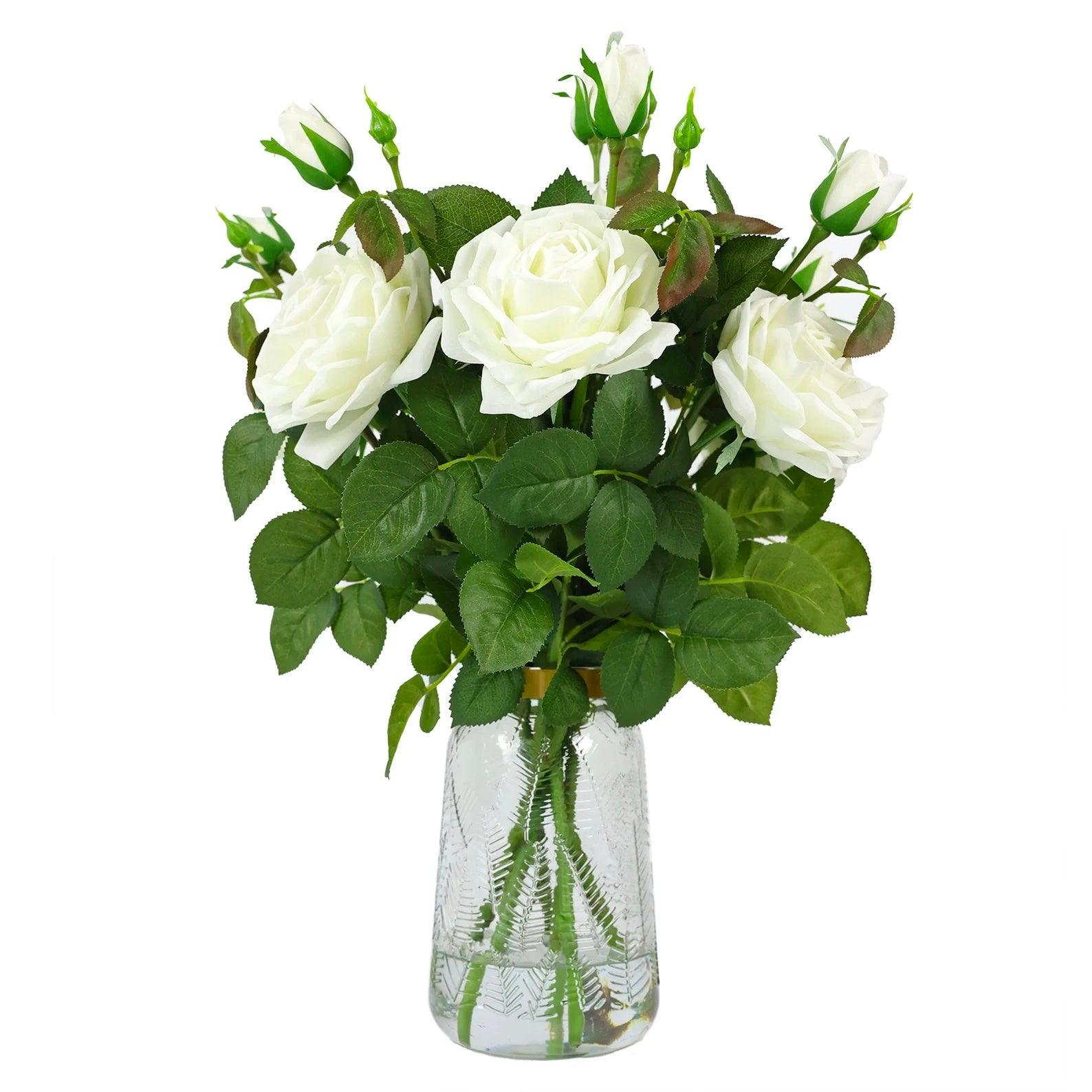 Large Real Touch Pink White English Roses Centerpiece - Flovery product image