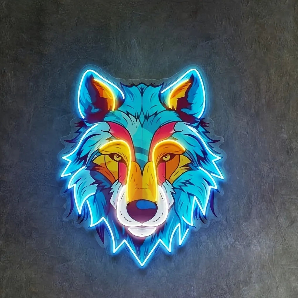 3D Wolf LED Neon Sign Wall Art for Gaming Room