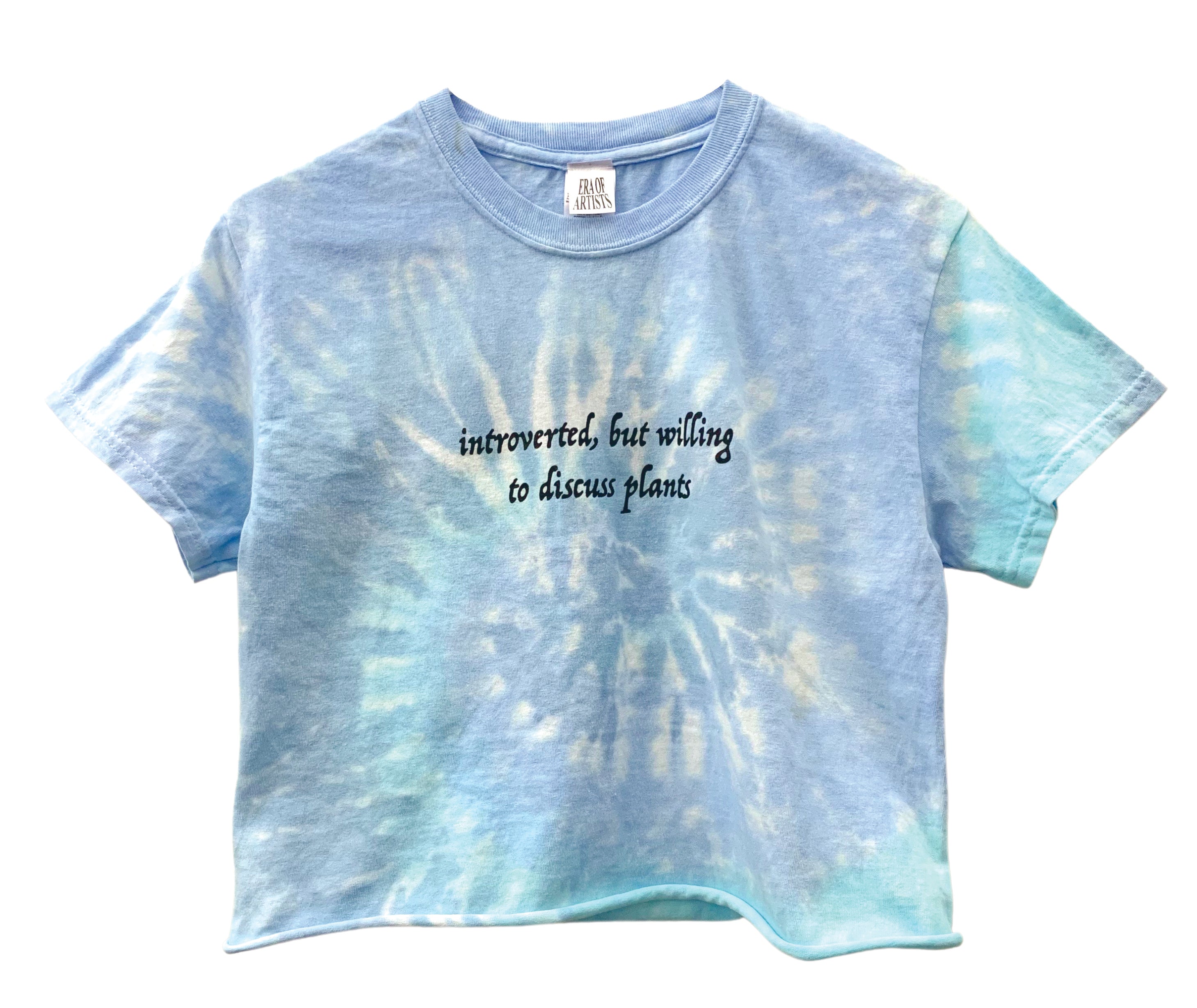 Introverted, But Willing to Discuss Plants Blue Tie-Dye Cropped 