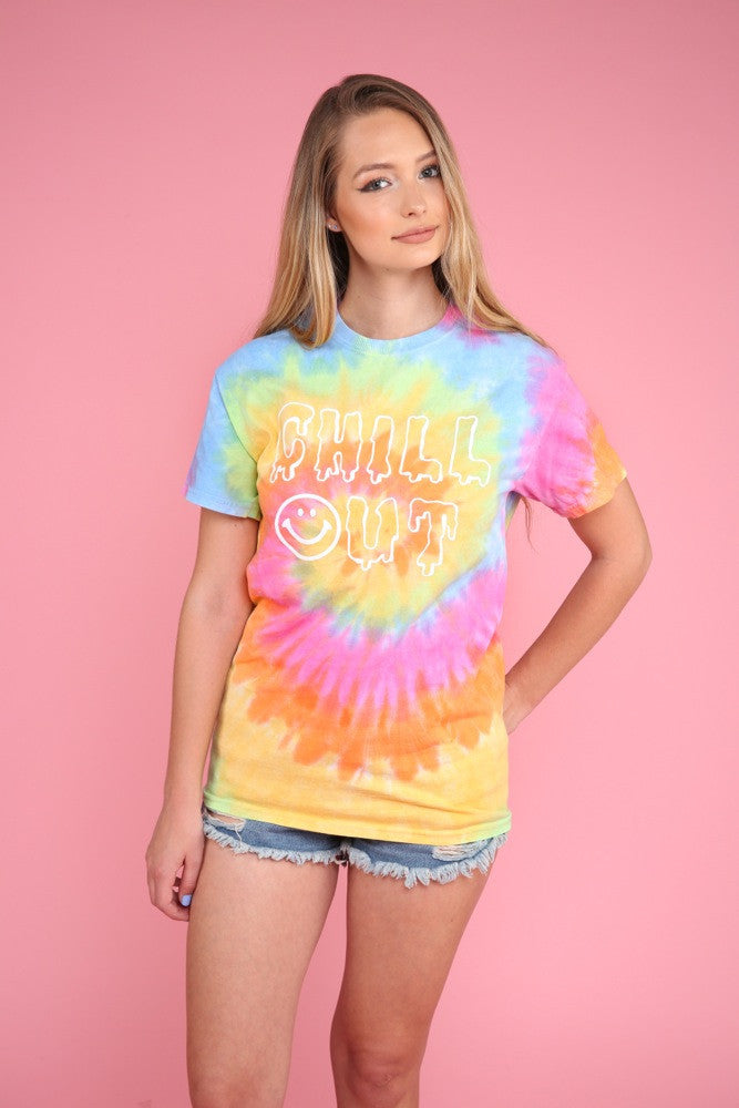 Chill Out Pastel Tie-Dye Graphic Unisex Tee