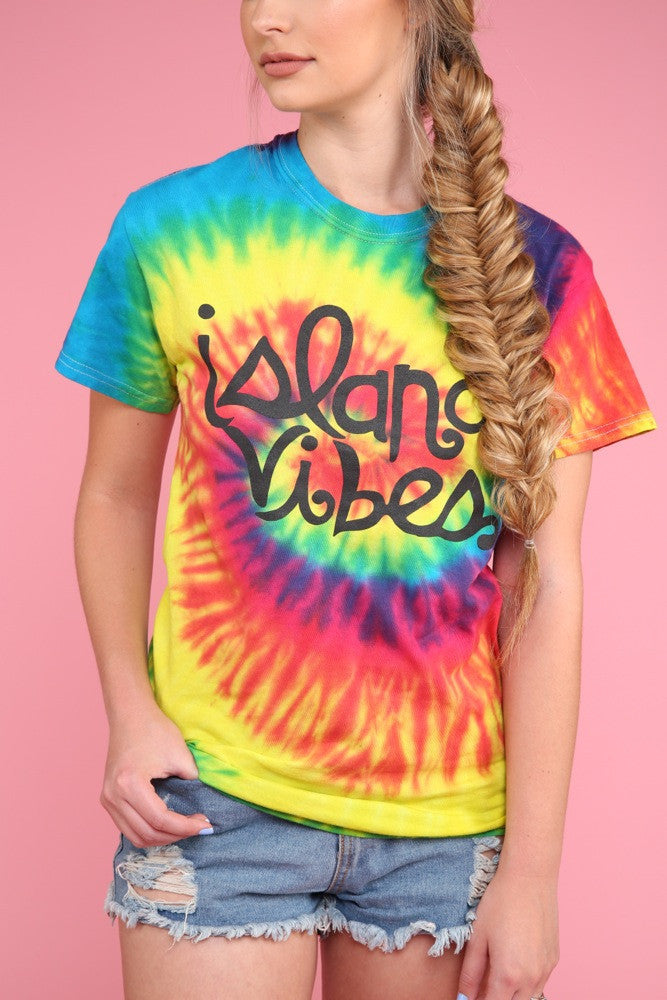 Island Vibes Rainbow Tie-Dye Graphic Unisex Tee