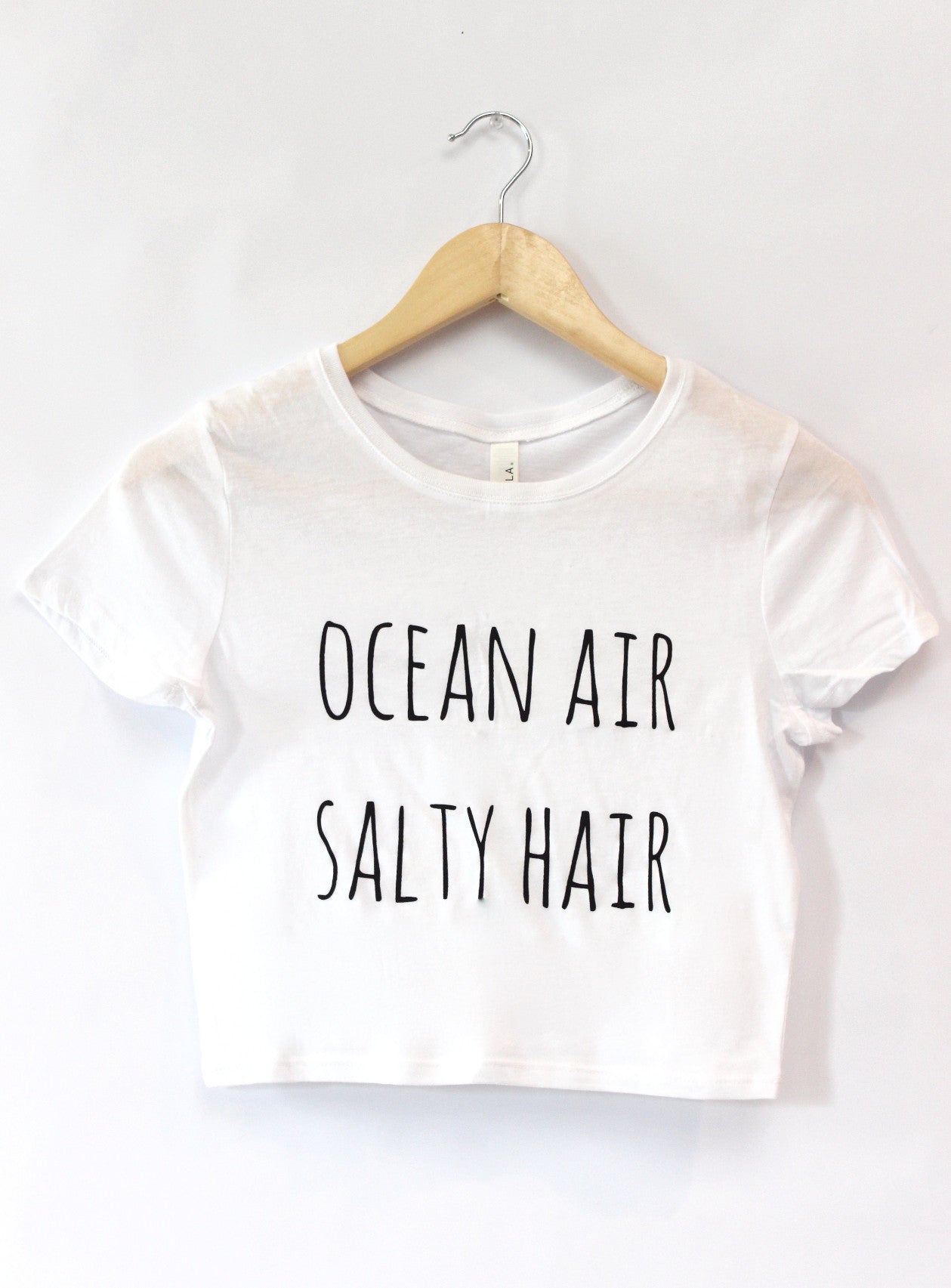 Ocean Air, Salty Hair White Graphic Crop Top