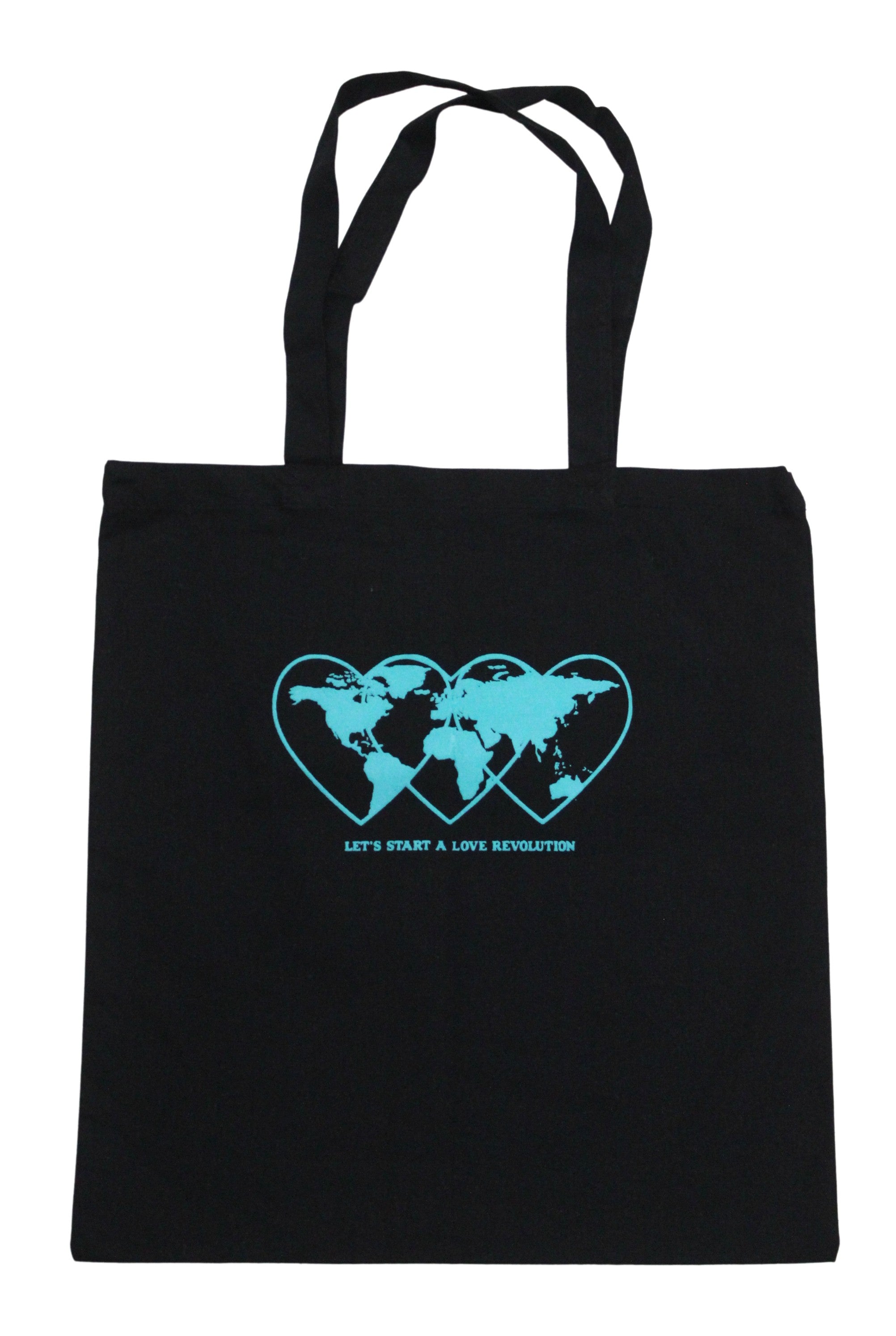 Love Revolution Reusable 15"x16" Black Canvas Tote Bag