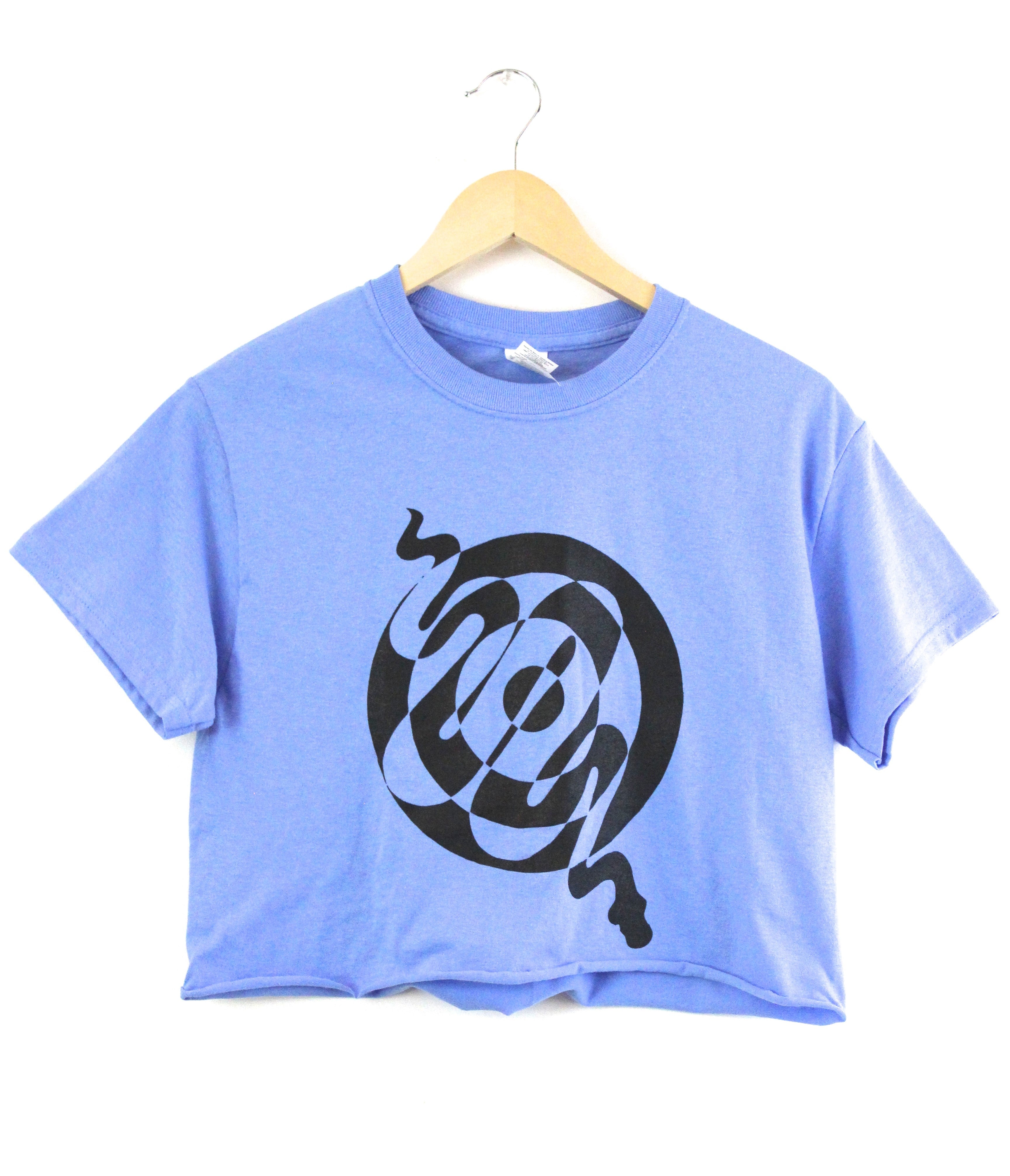 Snake Spiral Blue Graphic Cropped Unisex Tee