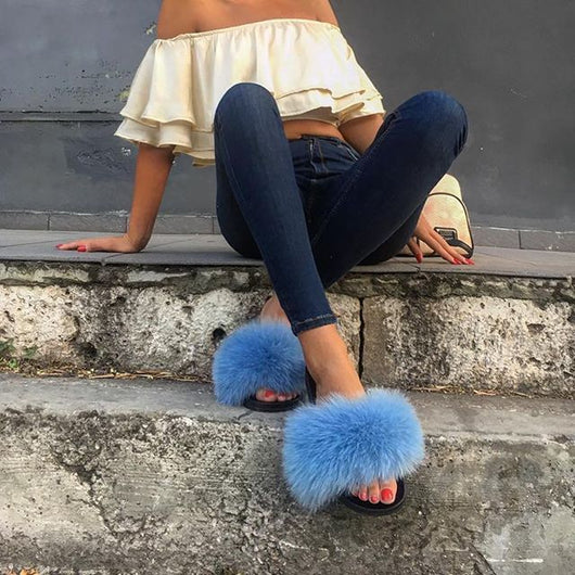 light blue fur slides