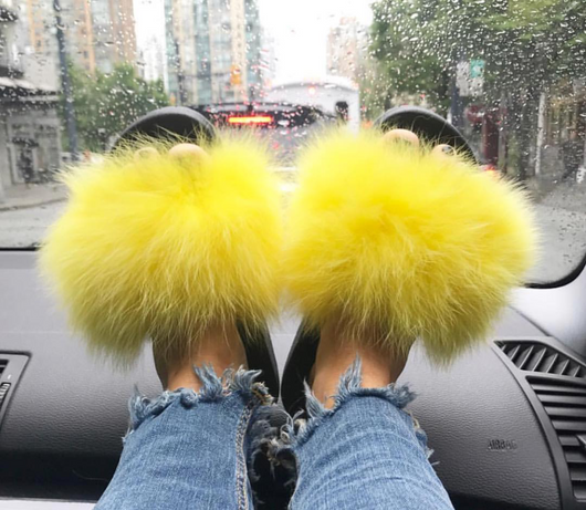 yellow fox fur slides