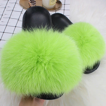 green fluffy slides