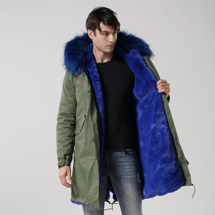 Men's Blue Fur Lined Green Convertible Parka – Pomkin