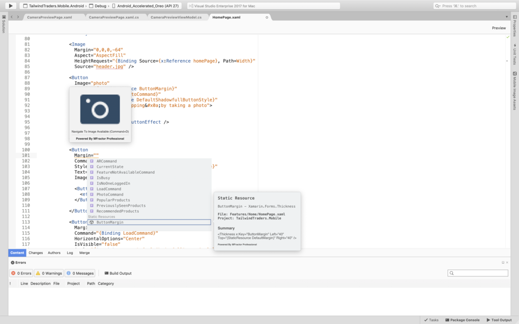 visual studio for mac xaml intellisense