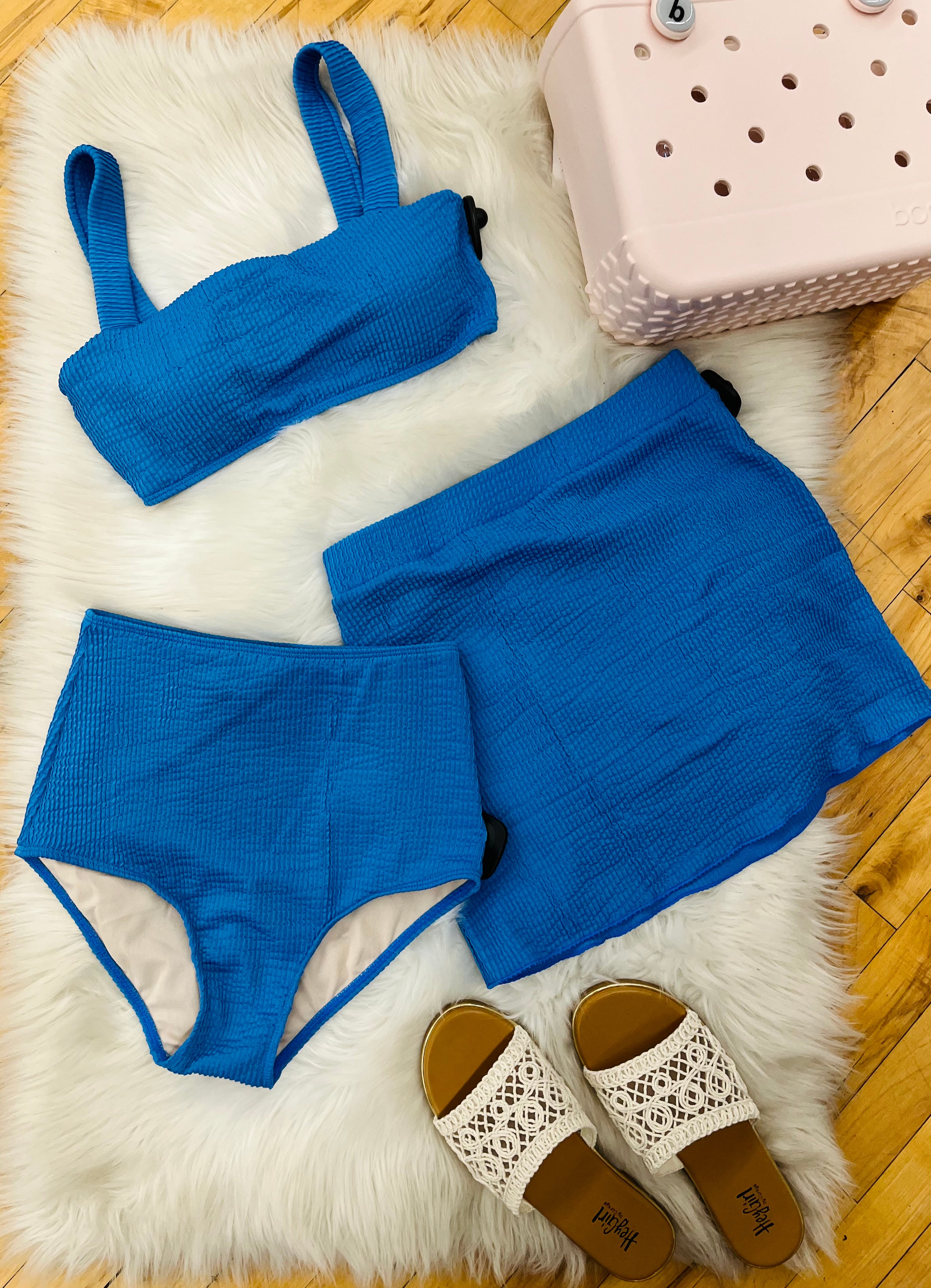 Isla Textured High Waisted 3 Piece Swim Set