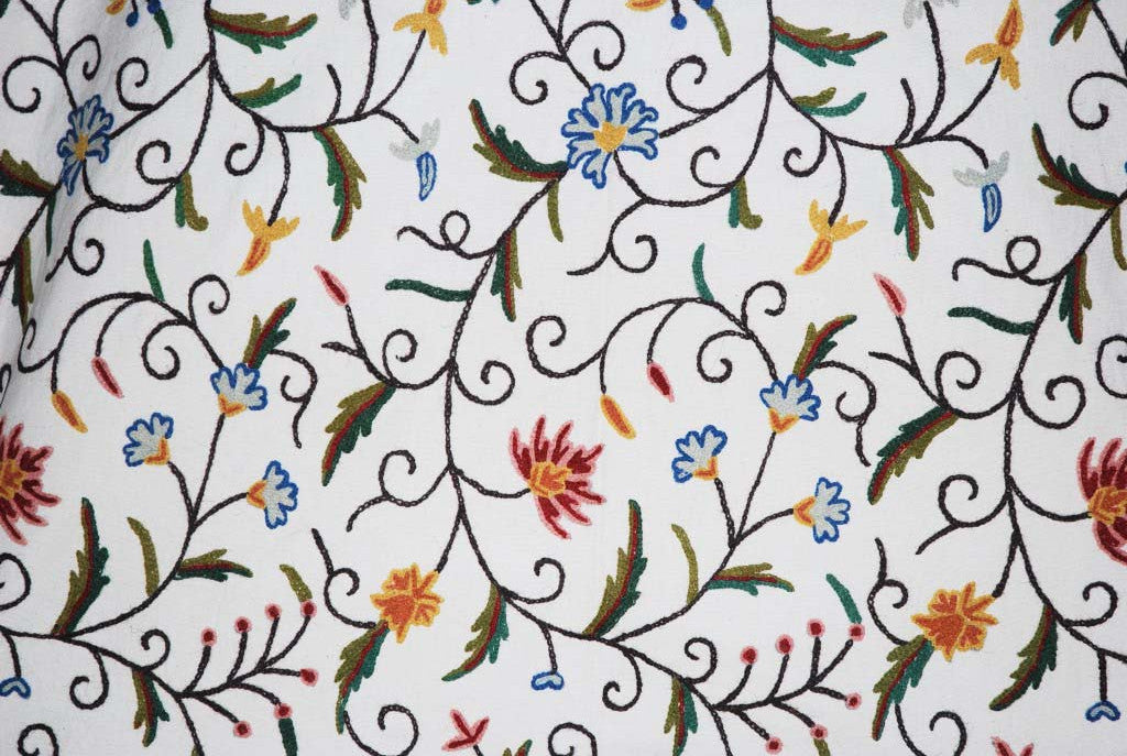 Download Cotton Crewel Embroidered Fabric Jacobean, Multicolor #TML001 - Best of Kashmir