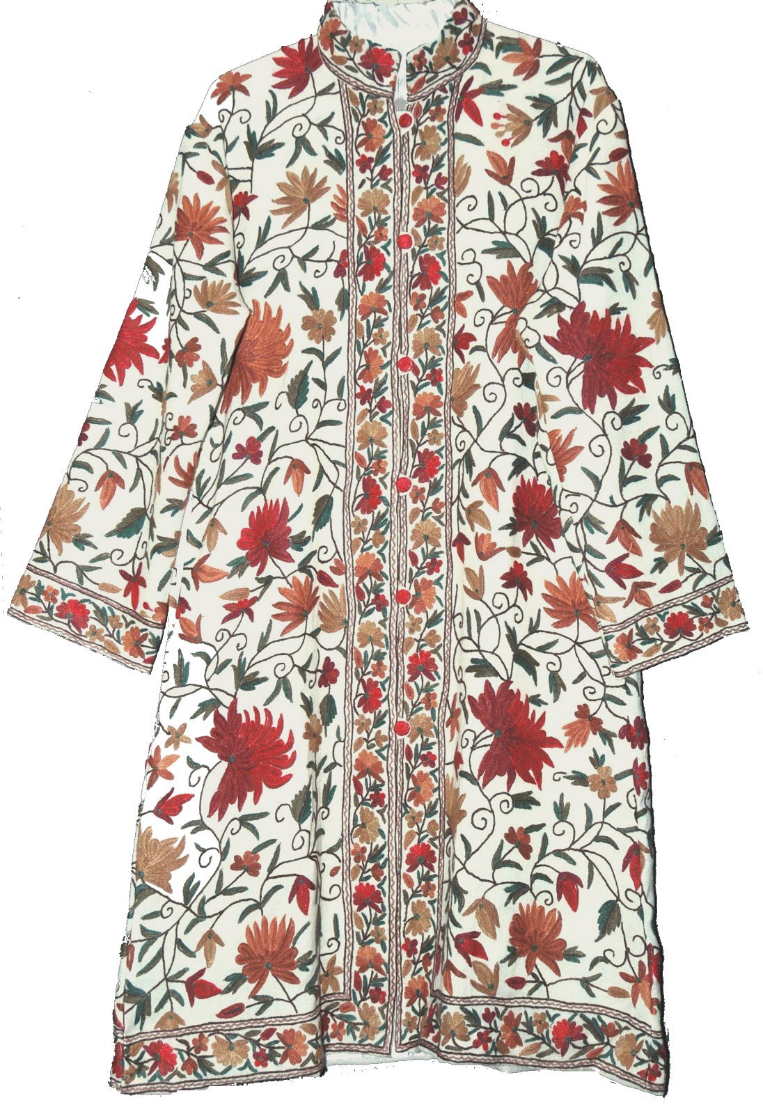 Embroidered Woolen Coat White 