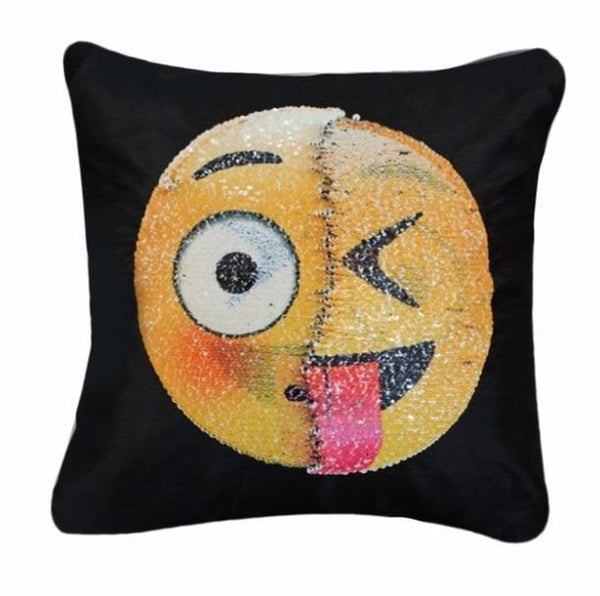 sequin pillow with face