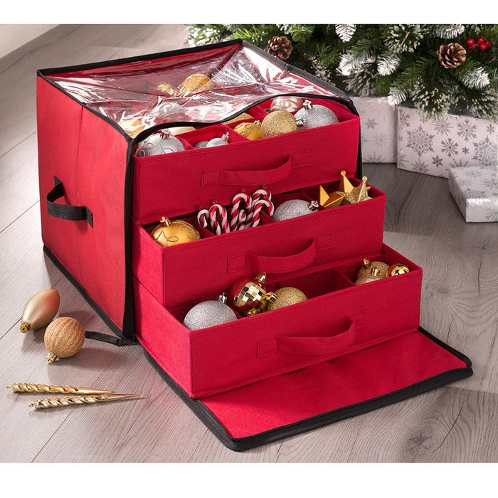 Christmas Decoration Storage Box, Up to 48 Ornaments, 40 x 40 x 33cm