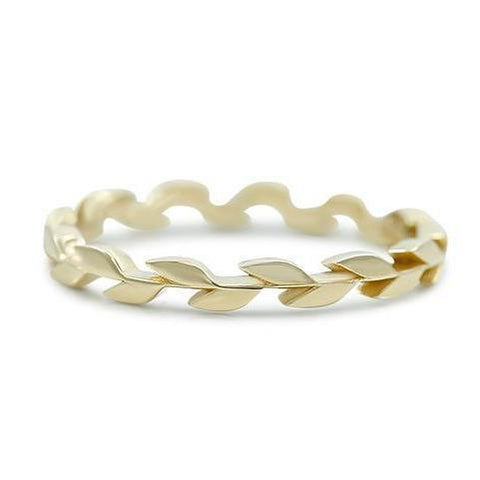 yellow gold leaf band stack ring available in 14k yellow white or rose gold