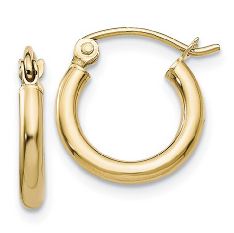 14k yellow gold tiny hoop earrings